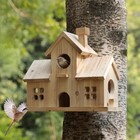 Wooden Bird House For Outside Decor  Carbonized Wood Hanging Garden Birdhouse