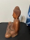 Vintage  Wooden Hand Carved Meditating Buddha Statue Sculpture Wood 12   x11 x7 