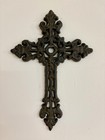 Ornate Decorative Cast Iron Wall Cross Hanging  Christianity Religious Decor