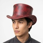 Men s Steampunk Top Hat Genuine Leather Antique Victorian Gothic Top Hat
