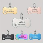 Custom Engraved Stainless Steel Bone Pet Tag Paw Print Dog Cat Id Identification