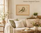 Framed Vintage Sparrow Canvas Wall Art Bird Portrait Wall Decor Picture Beige   