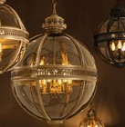 Antique Brass Hanging Lantern Ceiling Light   Clear Glass Panel Pendant Lamp