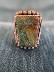 Navajo Sterling Silver Green Turquoise Ring Feather Stamp Signed Ja Size 11 5