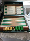 Vintage  Backgammon Set Bakelite Butterscotch  Green Swirl Checkers