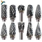 10pcs Tungsten Carbide Rotary Drill Bits 1 8  Shank Burr Die Grinder Carving Set