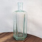 Antique Pepto-mangan Gude Aqua Embossed Glass Medicine Apothecary Bottle