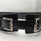 Ellen Tracy Womens Black Italian Leather Wide Waist Belt Double Buckle 20131503