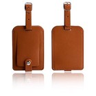 Luggage Bag Tags Leather Travel Id Labels Suitcase Name Tags With Brown 2 Pack