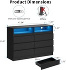 6 Drawer Dresser With Charging Station And Led Light Modern Chest Of Drawers    