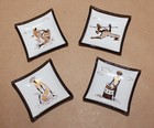 4 Vintage Houze Art Bent Smoke Glass Trinket Dish Ash Trays  island Life  2 3 