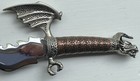 Vintage  10  Metal Dragon Letter Opener Sword W  Wood Stand