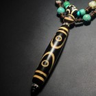 Himalayan Old Agate 7 Eye Tibetan Dzi Beads Amulet Pendant Necklace 77  16mm  563