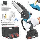 4 6inch Electric Mini Chainsaw Cordless Handheld Saw 2battery 3chain For Makita