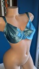 1990s Kathy Ireland Second Skin Satin Unlined Bra 38c Aqua Teal Nwot Nos Shimmer