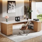 85 8-inch L-shaped Executive Office Desk With File Drawers   Storage Cabinet