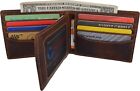 Rfid Blocking Brown Vintage Leather Men s Bifold Center Flap Wallet