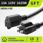 16ft 16 Gauge Indoor Extension Cord 3 Prong Power Cable 125v 13a Etl Listed New