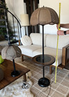 Mcm 1976 Brown Wicker Rattan Lamp Set By Quartite Creative Corporation  - 3 Pc
