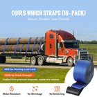 10 Pack Truck Straps 4  X 30  Winch Straps W flat Hook For Towing Blue 18000 Lbs