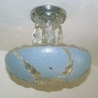 939a Antique Vintage 40 s Art Deco Glass Shade Ceiling Light Fixture Chandelier