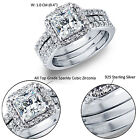 Women s Wedding Engagement Ring Set Princess Cut 3 28ct Cz 925 Sterling Silver