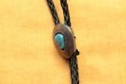 Vintage Hand Made  Sterling Silver Native American Turquoise Bolo Tie