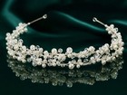 Bridal Tiara Pearl Rhinestone Crystal Veil Accessory Wedding Princess Halo