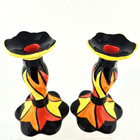 Lorna Bailey Chetwynd Large 16cm Candlesticks Art Deco Style Ceramics 1996-1998