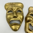 Brass Theatre Masks 5  Set Comedy Tragedy Happy Sad Wall Hanging 70s Vintage