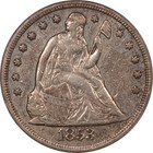 1853 Liberty Seated Dollar - Pcgs Vf-35  Ogh  Rare Date  Looks Better  Neat 
