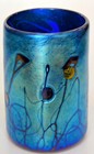 Blue Aurene Drinking Glass With Millefiori Design  Blown Glass