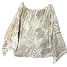 Vintage Carolina Colours Plus Women 26 Sheer Blouse Beige Bell Sleeve Floral Usa