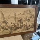 Large Antique Framed Wall Tapestry Stitched Very Nice  56x21