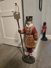 Large Antique English London Beefeater Poker Stand Of Cast Iron Fireplace Tools