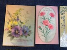 Vintage Greeting Card Flowers Lot Of 8 Scrapbooking Ephemera Junk Journal Used