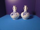 Vintage Noritake Bud Vases 2 Hand Painted Fine Porcelain   White   Blue Roses