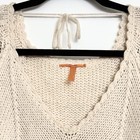 Anama Vintage Boho Cream Open-knit Bell Sleeve Crocheted Sweater Dress  Size S m