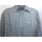 George Strait Pearl Snap Shirt Paisley Patterned Blue Tan Xxl 1 Pearl Missing