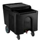 23 w X 32 l Black Plastic Commercial Mobile Ice Bin Container With Swivel Caster