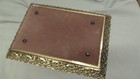 Vintage Large Ornate Brass Mirrored Vanity Tray Filigree Frame