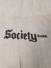 Vtg Society Bank Cleveland Oh Canvas Coin Money Bag Pouch Gothic Script Used