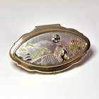 Japanese Lipstick Case Holder With Mirror Compact Gold Tone With Box Vintage