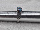 Vintage Sterling Silver Turquoise Matrix Oval Cabochon Ring Heart Band Size 9  5