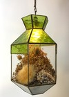 Vintage Hanging Green Glass Hanging Swag Light Terrarium Chain Decor 1960s 70s