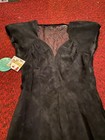 Vintage 1980s 90s Contemporary Casuals Suede Dress - Beaded Back - New W  Tags
