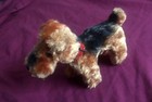 Vtg Steiff Mohair Stuffed Plush Terrier Dog No Tags Or Buttons  Red Collar 7   
