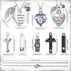 Henoyso 9 Pcs Cremation Urn Necklace For Ashes Heart Cross  Light Purple