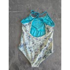 Athleta Girl One Piece Swimsuit Size M 8-10 Floral Watercolor Blue Cutout
