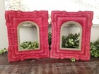 Antique Victorian Rare Pair Of Red Velvet Picture Frames With Gilt Inset Frame